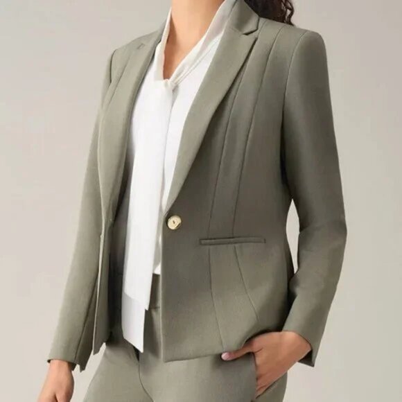 Kasper Plus Size Crepe One-Button Blazer Notch Lapel Dark Sea Stone Size 24 NWT - Picture 5 of 5